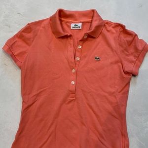 Lacoste Woman's polo, collar, sort sleeves, orange